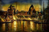 Banaras Ghat at Night